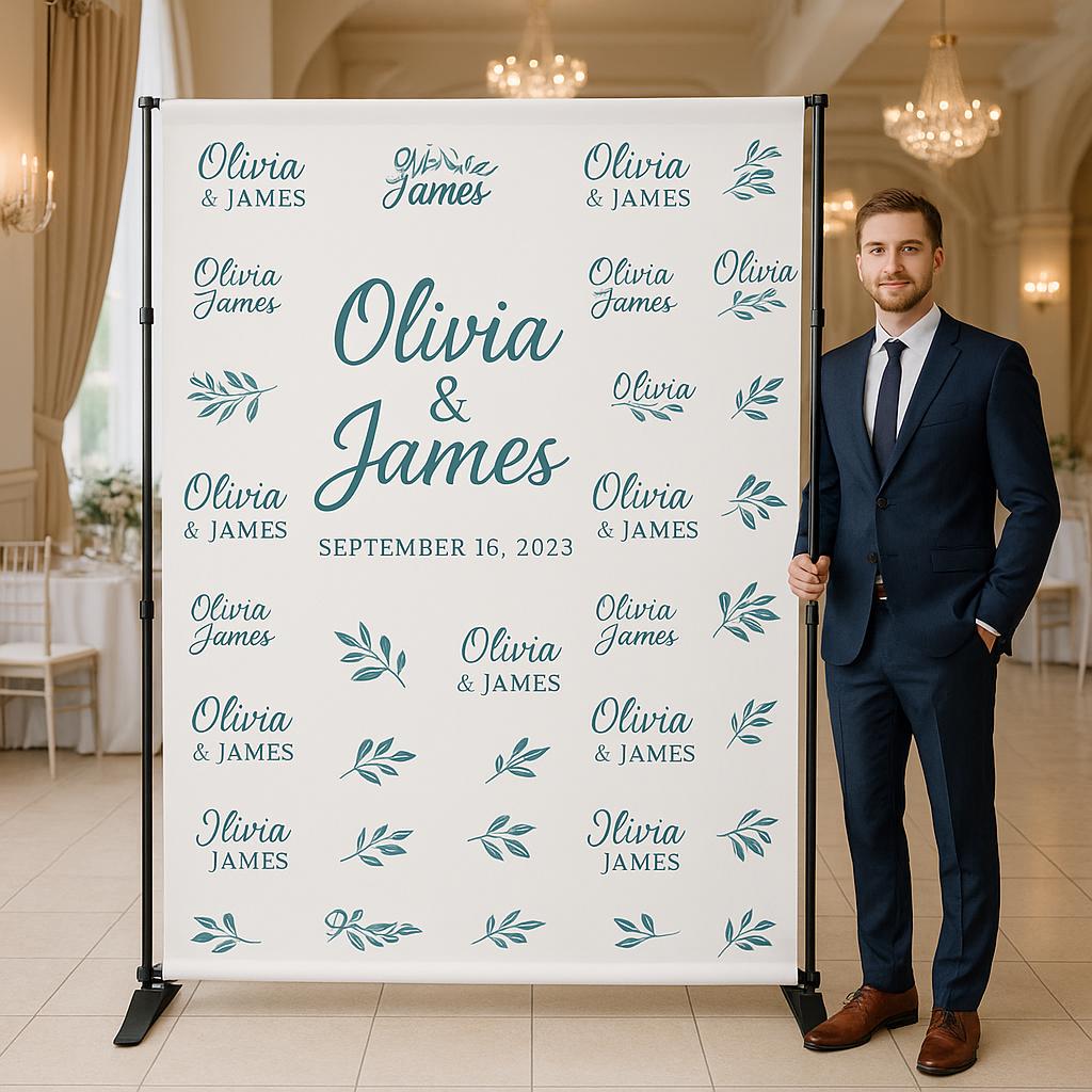 Custom Step and Repeat Banner with Stand: Personalized Event Backdrop