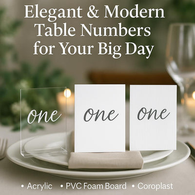 Acrylic Wedding Table Number Sign – Modern Clear or Frosted Acrylic Table   Numbers – Elegant Reception Decor – Personalized Wedding Signage