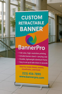 Custom Retractable Roll-Up Banner: Portable Trade Show Display (33"-81")