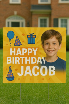Custom Birthday Yard Sign: Weatherproof Lawn Decoration with Stake