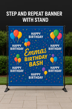 Custom Step and Repeat Banner with Stand: Personalized Event Backdrop