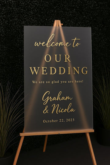 Custom Acrylic Wedding Welcome Sign: Modern Reception Decor