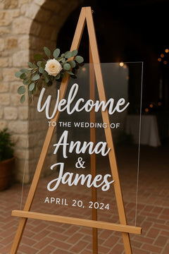 Custom Acrylic Wedding Welcome Sign: Modern Reception Decor