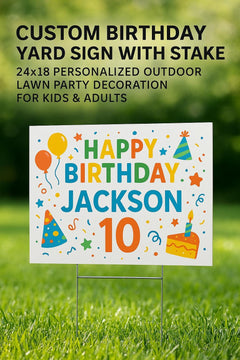 Custom Birthday Yard Sign: Weatherproof Lawn Decoration with Stake