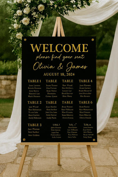 Acrylic Wedding Seating Chart Sign: Elegant Personalized Reception Decor