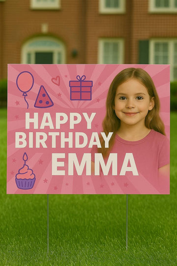 Custom Birthday Yard Sign: Weatherproof Lawn Decoration with Stake