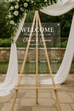 Acrylic Wedding Seating Chart Sign: Elegant Personalized Reception Decor