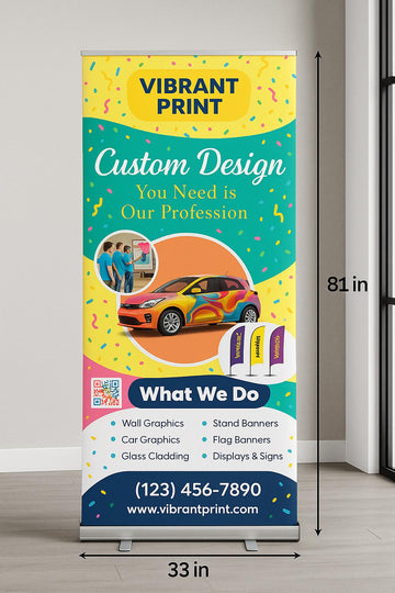 Custom Retractable Roll-Up Banner: Portable Trade Show Display (33"-81")