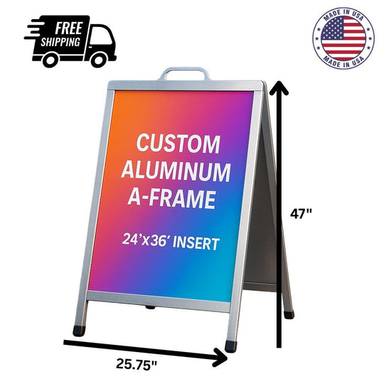 Custom Aluminum A-Frame Sidewalk Sign: Weather-Resistant 24x36 Insert