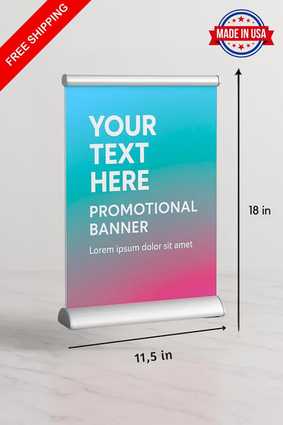 Custom Tabletop Retractable Banner: Mini Roll Up Display (11.5x18)