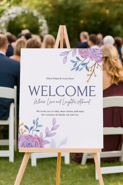 Wedding Welcome Sign: Custom Name and Date Foam Board