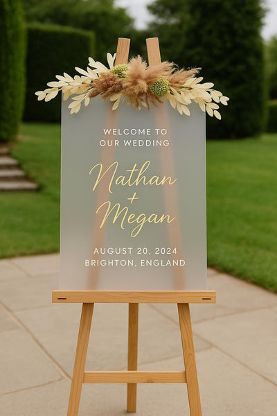 Personalized Wedding Welcome Sign: Frosted Acrylic with 3D Letters