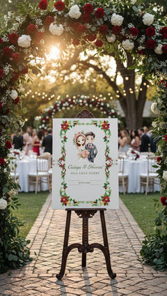 Wedding Welcome Sign: Custom Acrylic Board (Floral, Personalized Text)