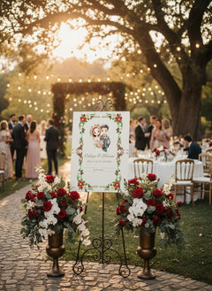 Wedding Welcome Sign: Custom Acrylic Board (Floral, Personalized Text)