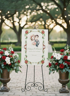 Wedding Welcome Sign: Custom Acrylic Board (Floral, Personalized Text)