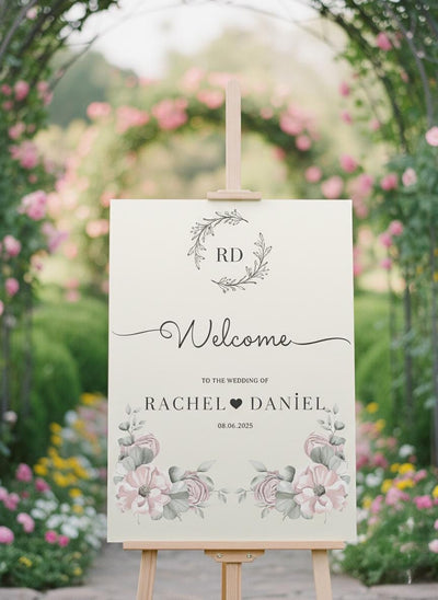 Wedding Welcome Sign: Custom Acrylic - Minimalist Floral Style