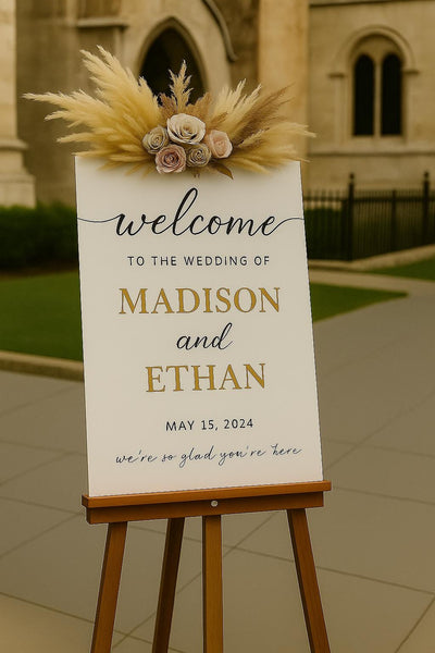 Personalized Wedding Welcome Sign: White Acrylic with 3D Letters Made in USA Free Shipping