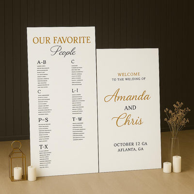 Custom Wedding Sign Bundles Set of 2, Welcome & Seating Chart Signs Personalized Ceremony Signage Made in USA