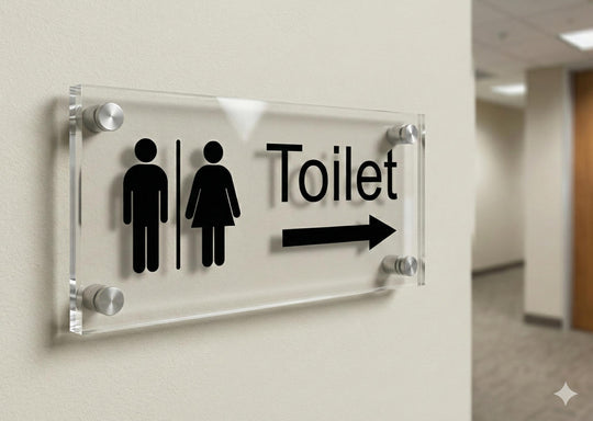 Modern Acrylic Restroom Sign | Stainless Steel Standoffs