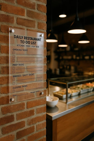 Acrylic Restaurant To-Do List | Reusable Kitchen Checklist