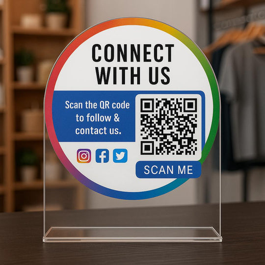 Acrylic QR Code Sign – Scan Me Social Media Display