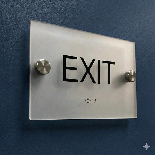 Custom Acrylic Exit Sign: Modern Floating Building Signs