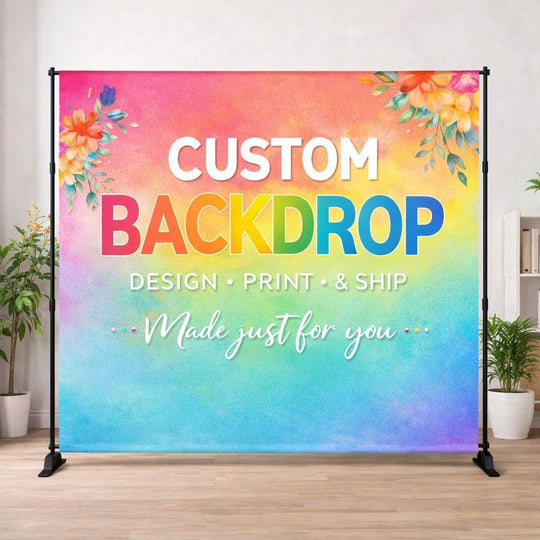 Custom Backdrop Banner | Personalized Event Backdrop | Step and Repeat Banner for Weddings, Birthdays, Trade Shows & Parties